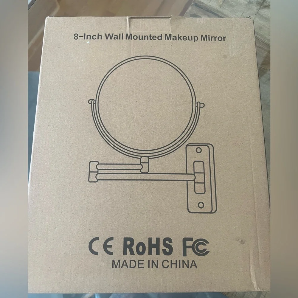 Wall mounted make up mirror nickel finish